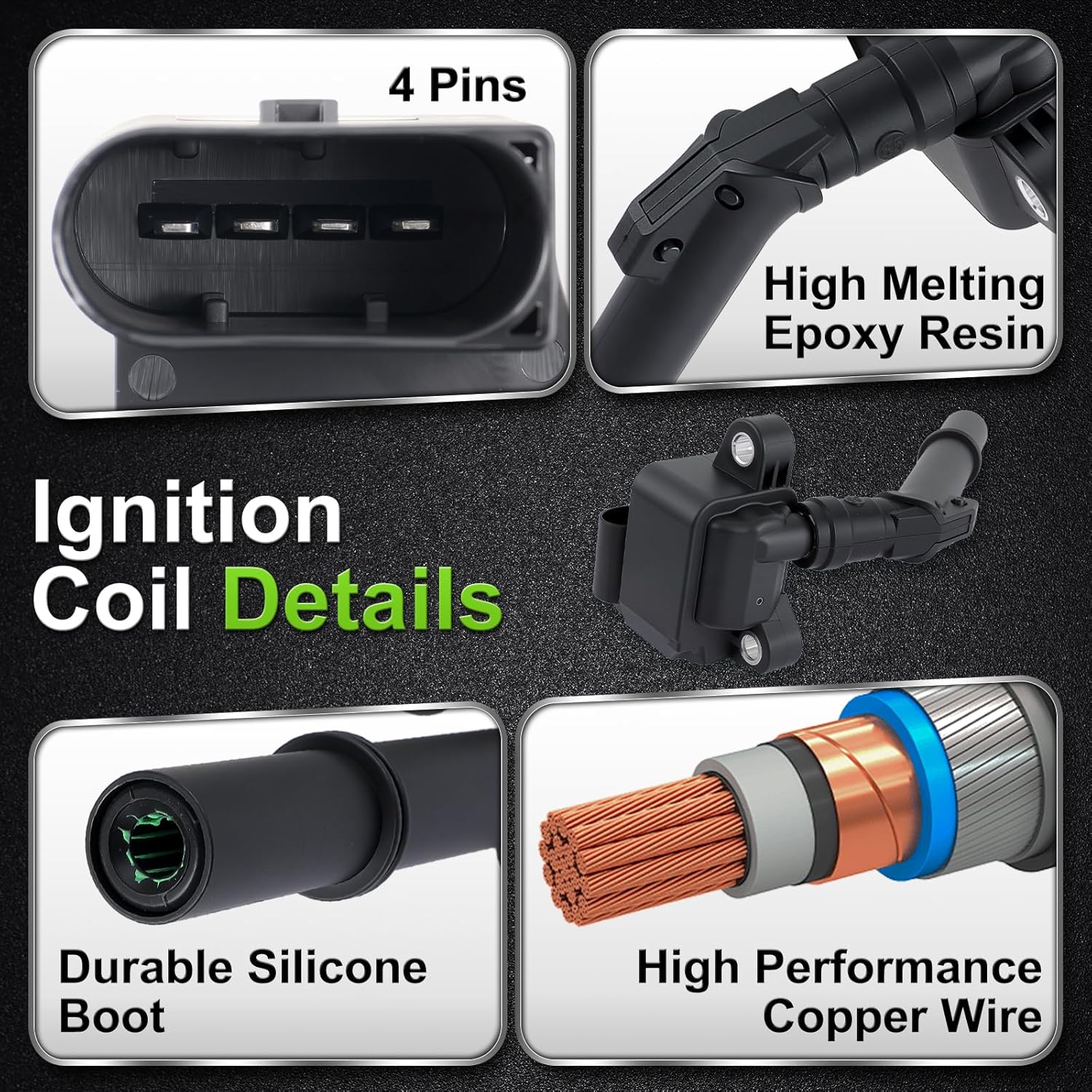 UF887 Ignition Coil Fit for Mercedes-Benz A220 A35 AMG C300 CLA250 CLA35 E350 GLA250 GLA35 GLB250 GLB35 GLC300 GLE350 L4 2.0L 2019 2020 2021 2022 2023
