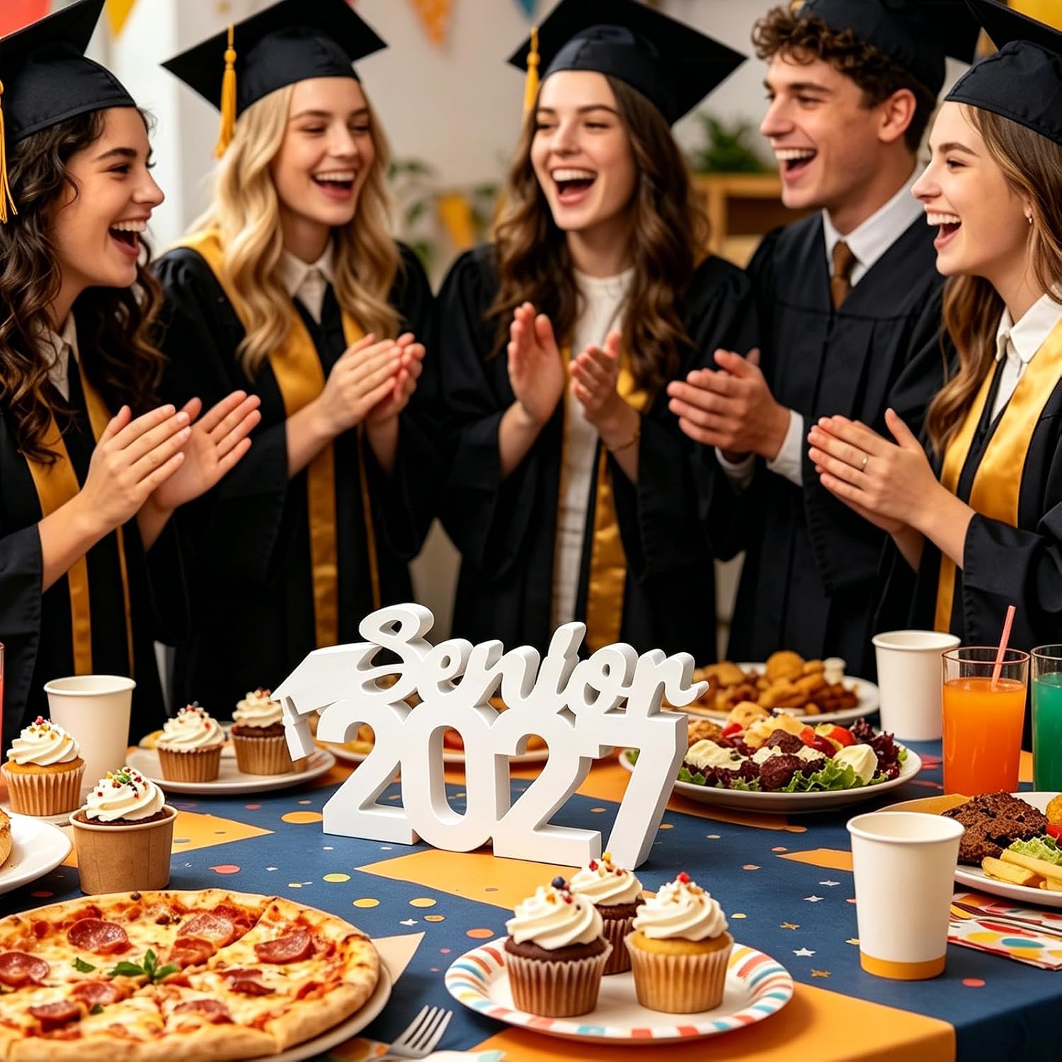 UPINS Senior Sign 2027,Class of 2027 Photo Props for Graduation Pictures | Wooden Graduation Table Centerpiece,Senior Night Party,Senior Picture Announcement Prop,Double Sided Free Standing Sign