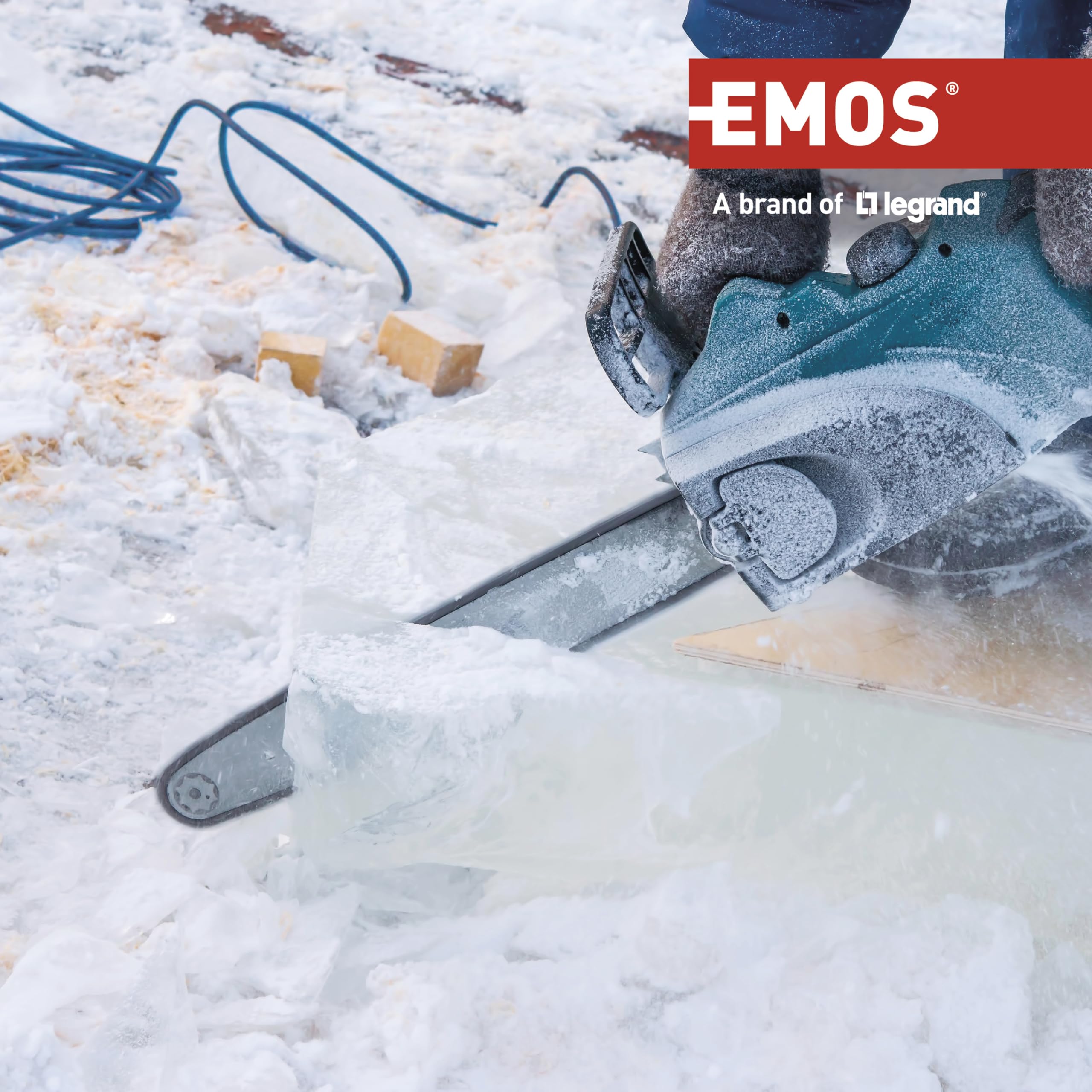 EMOS Cavo di prolunga Schuko resistente al gelo, 20 m, blu, 1,5 mm2, con tappo di protezione, IP44, impermeabile e resistente al gelo, per esterni, industria, cantieri