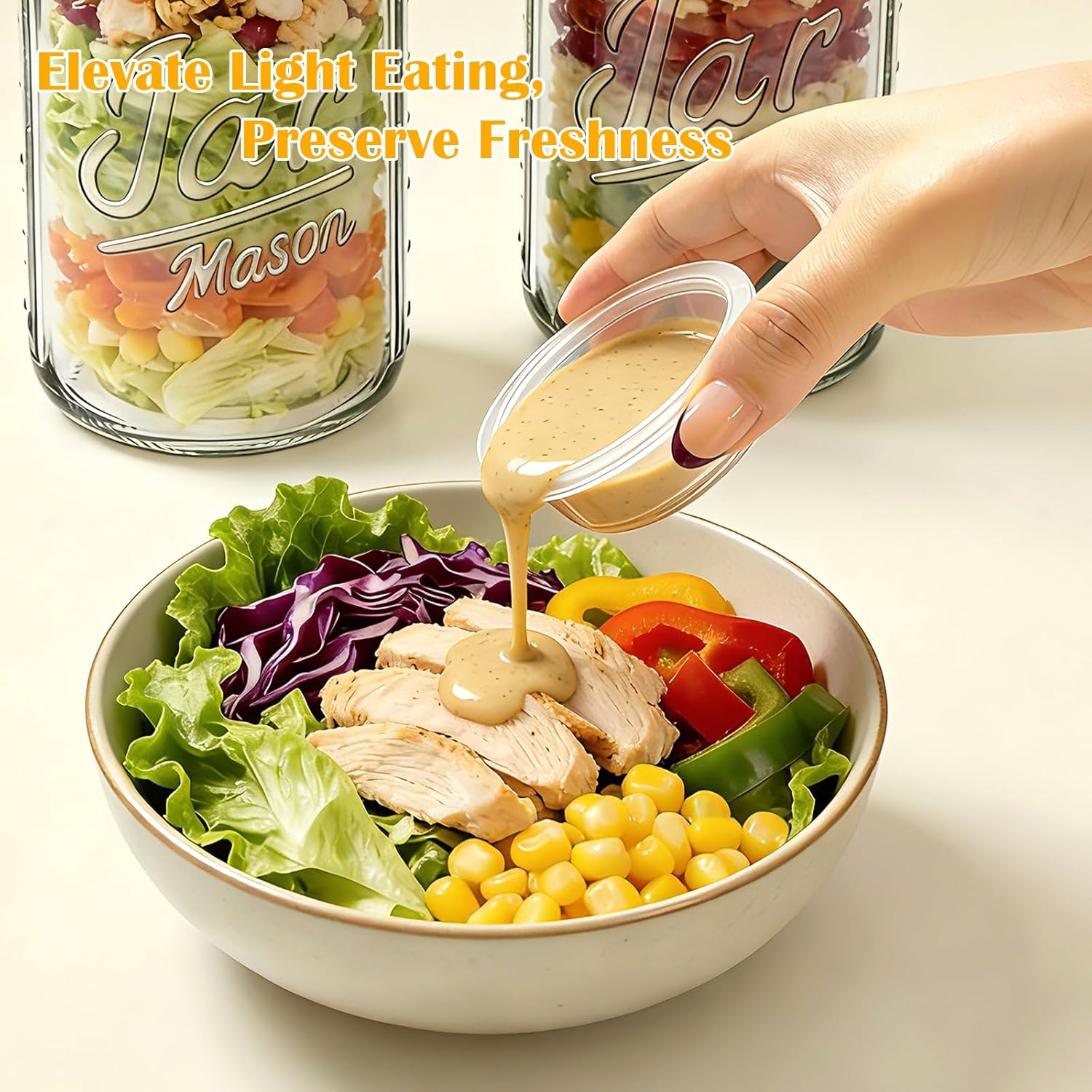 Accguan 32oz Glass Salad Jars with Lids Meal Prep, Leakproof Container Mason Jars for Lunch, Two Small Built-in Boxes with Wet/Dry Separation for salad Dressing and Dry Ingredients, salads Pod,12 Pack