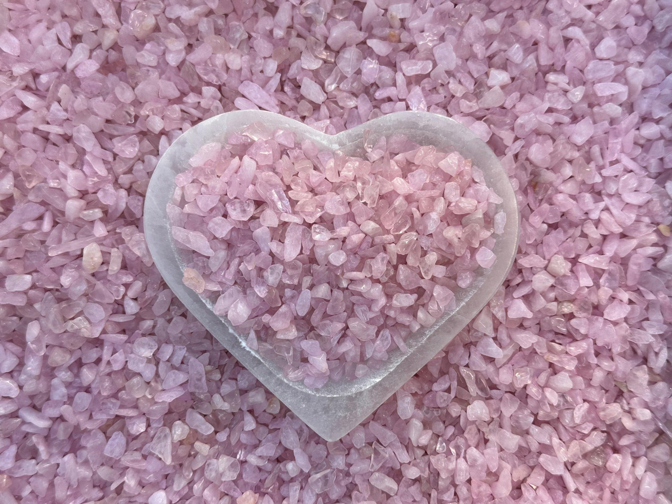 2 oz Lot Natural Semi Tumbled Gemstone Chips, Crushed Mini Crystals, Undrilled Crystal Chips (Rose Quartz)
