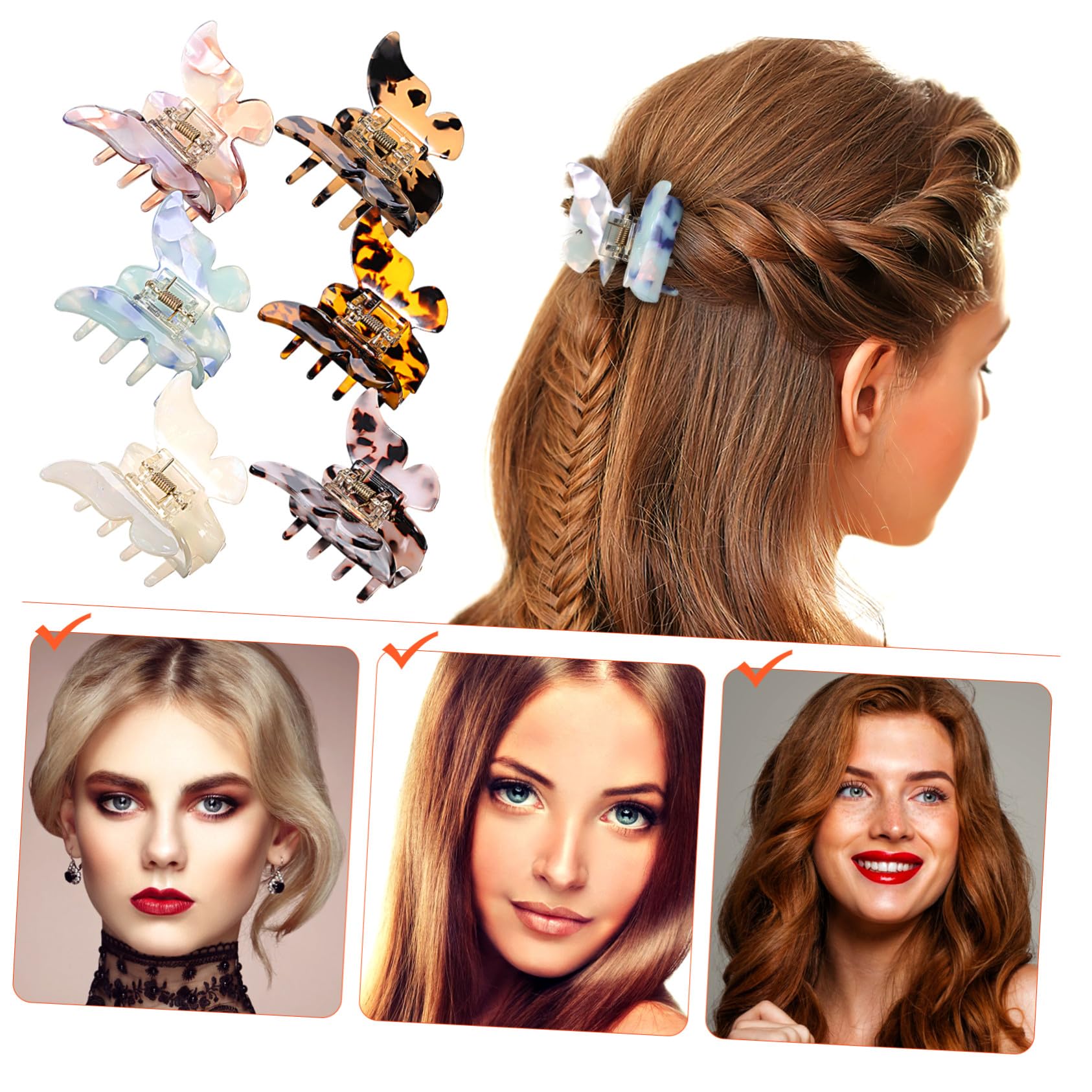 6 Stück Schmetterlings Haarspangen für Damen, Elegante Haarclips