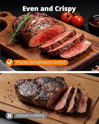 Miniatura 7 de AIRMSEN Freidora de aire de vidrio de 6.3 cuartos de galón, no tóxica, 4 ajustes preestablecidos y control manual, calor preciso de 105 a 400 , 95%