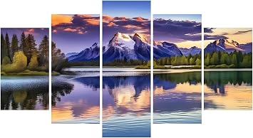 Wenpeef 5 Pack Diamond Art Kits for Adults, 5D Mountain View Diamond Painting Kits, Cross Stitch Crystal Art Paint by Numbers Full Drill Rhinestone Paintings for Wall Art Home Decor 300x180cm E-9051