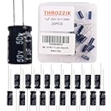 THROZZIK 1uF 50V 5 * 11mm 20pcs Electrolytic Capacitor 1 UF MFD 50 Volt 0.2 * 0.43in Aluminum Capacitors