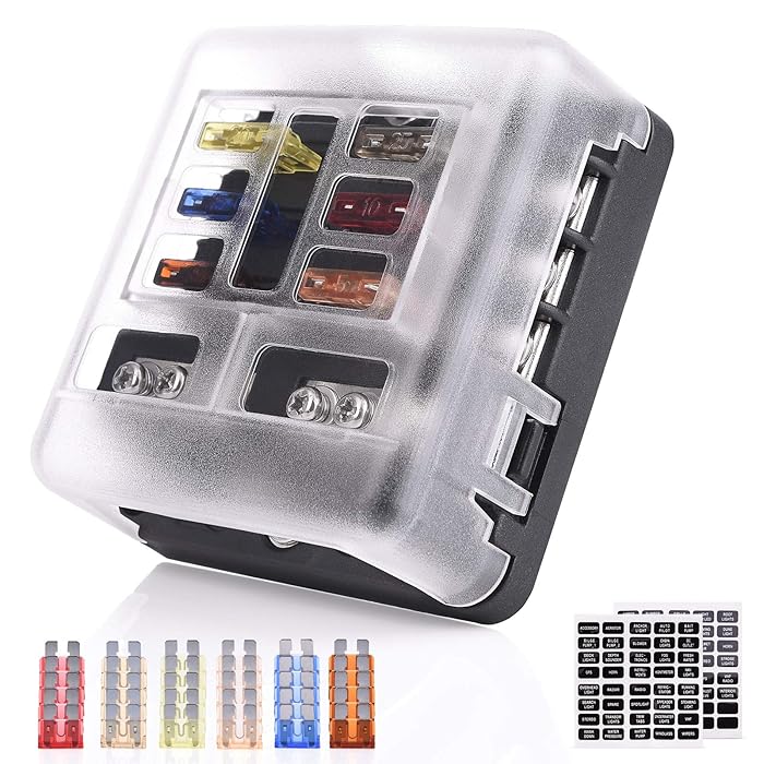 Buy MICTUNING 6Way Fuse Block Holder Blade Fuse Box Screw Nut