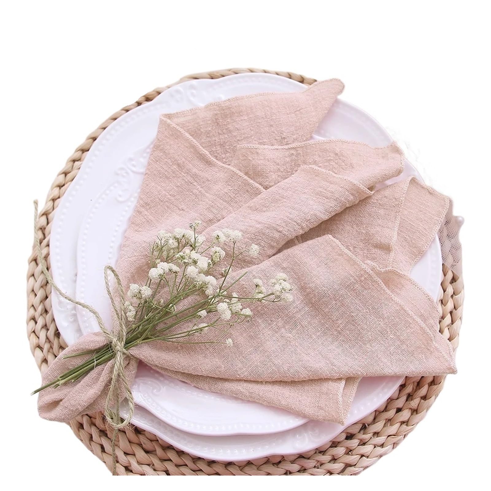 Linen Napkins Cotton Gauze Fabric Napkins Blue 10pcs