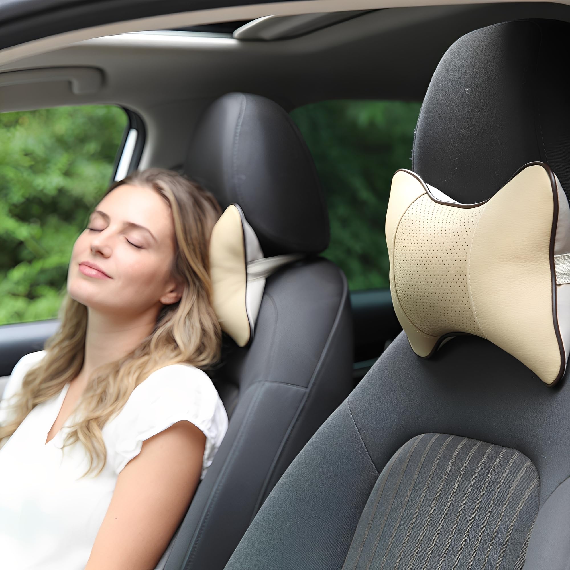 Amazon.co.jp: 車用ヘッドレストクッション2点、車用ヘッドレスト