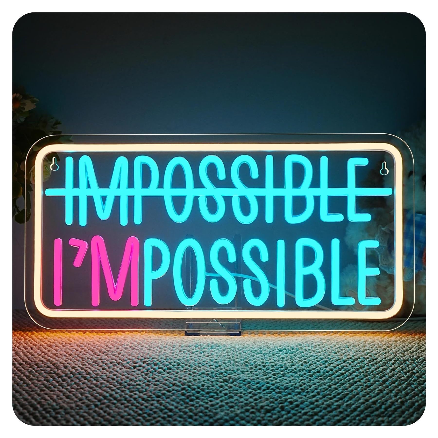 SHOUXI Sign Lamp Impossible Im'possible Neon Signs for Wall Decor Bedroom Living Room Gym Decor USB with Dimmable Switch 41х20.5cm