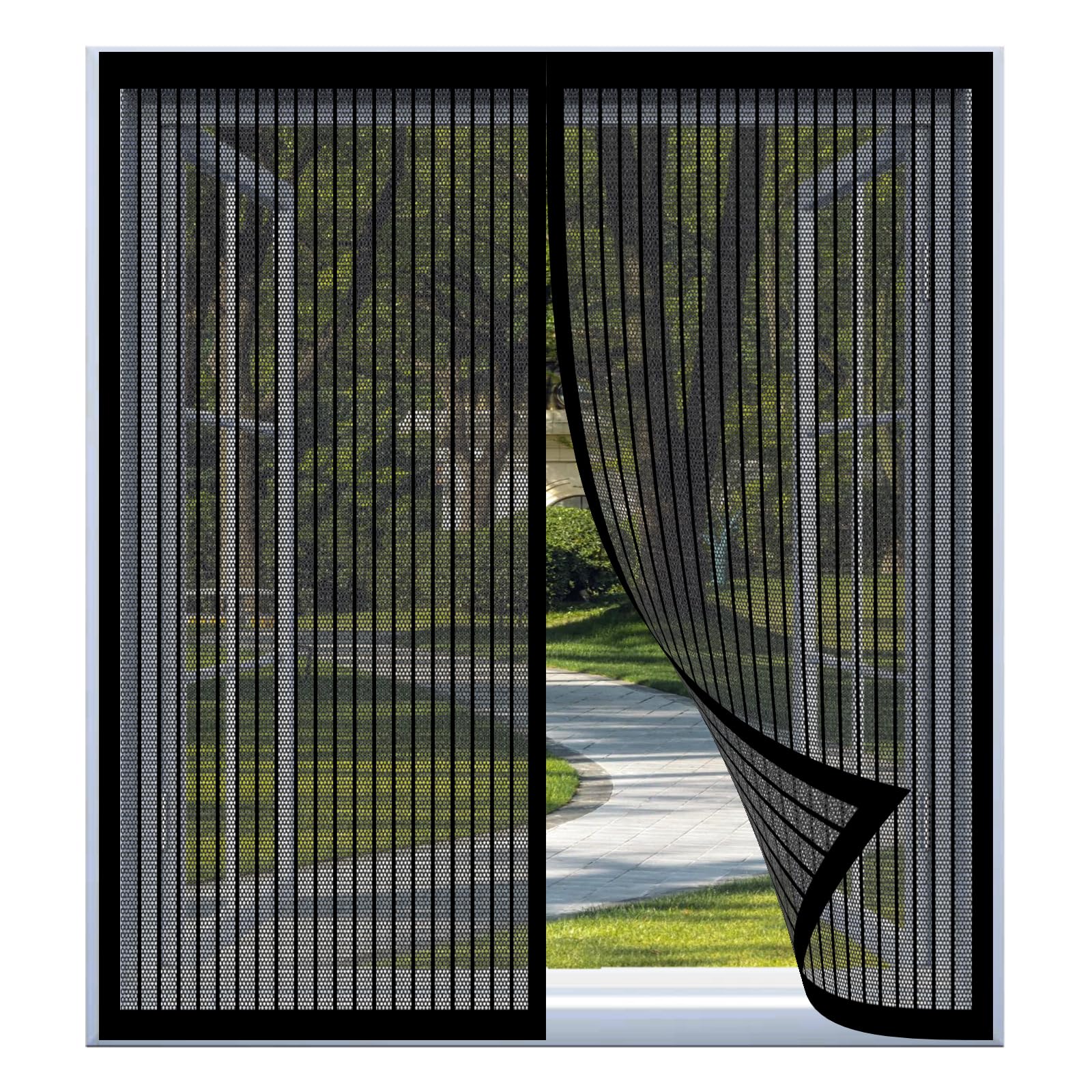 Yuanwan Black Magnetic Window Screen Insect Mesh 85 X 95 Cm Easy Installation No Drilling Or Screwing Adjustable Diy Window Screen For Windows Nets To Keep Bugs Out,