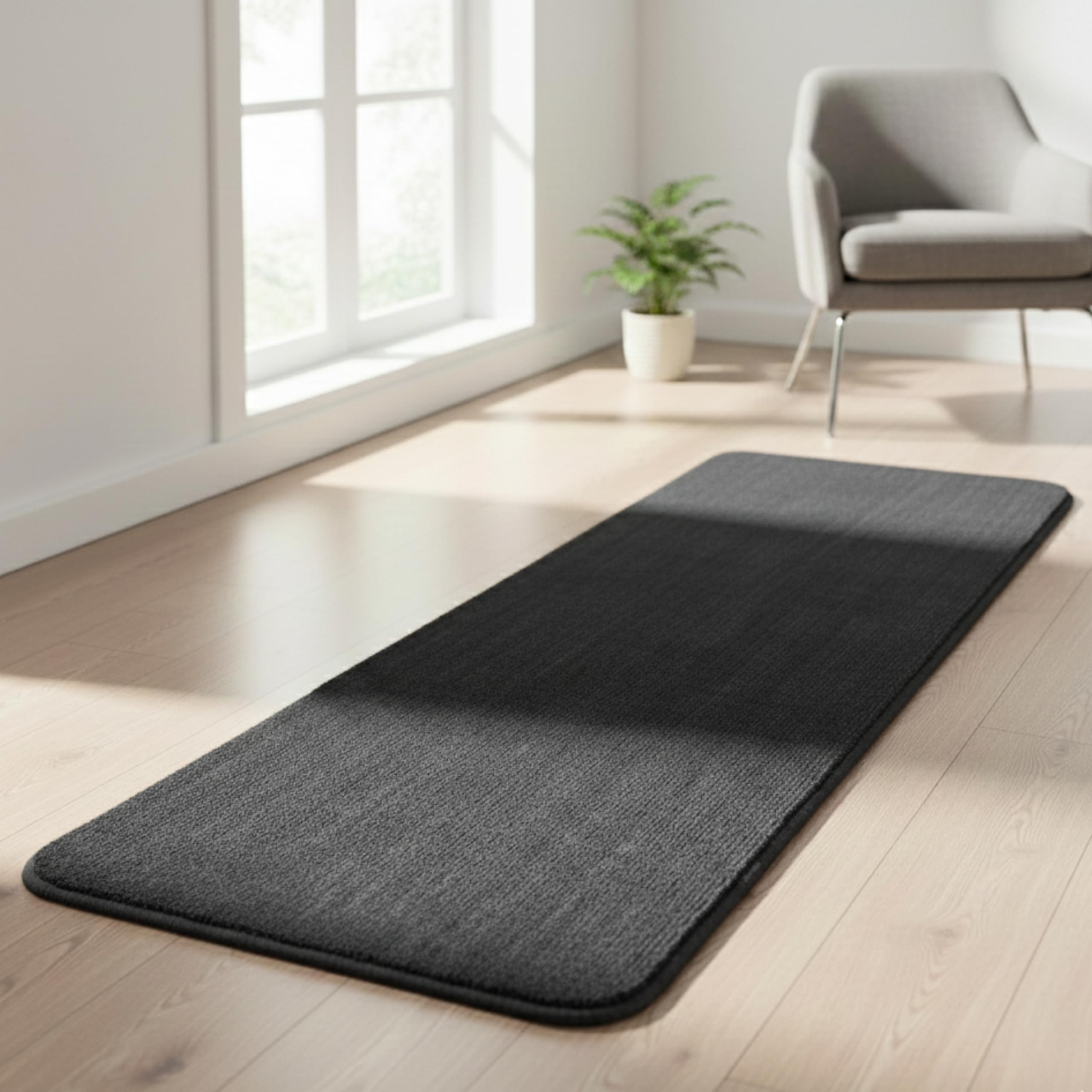 Saral Home Solid Soft PP Yarn Durable & Washable Multipurpose Runner for Home/Kitchen/Living Area/Lobby/Office Entrance with Anti Skid Backing (Dark Grey, 43x120 Cm)