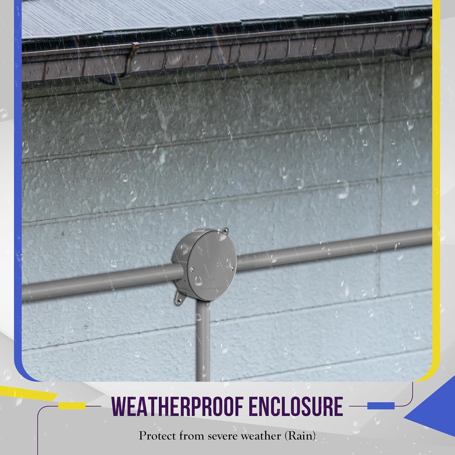 ENERLITES 4” Diameter Round Weatherproof Outlet Box with Five 3/4-in Threaded Outlets, Round Outdoor Electrical Box, 5 Holes 0.75” Each, 2-Gang, 5.4” Height x 4.05” Length x 1.57” Depth, EN4575 Grey