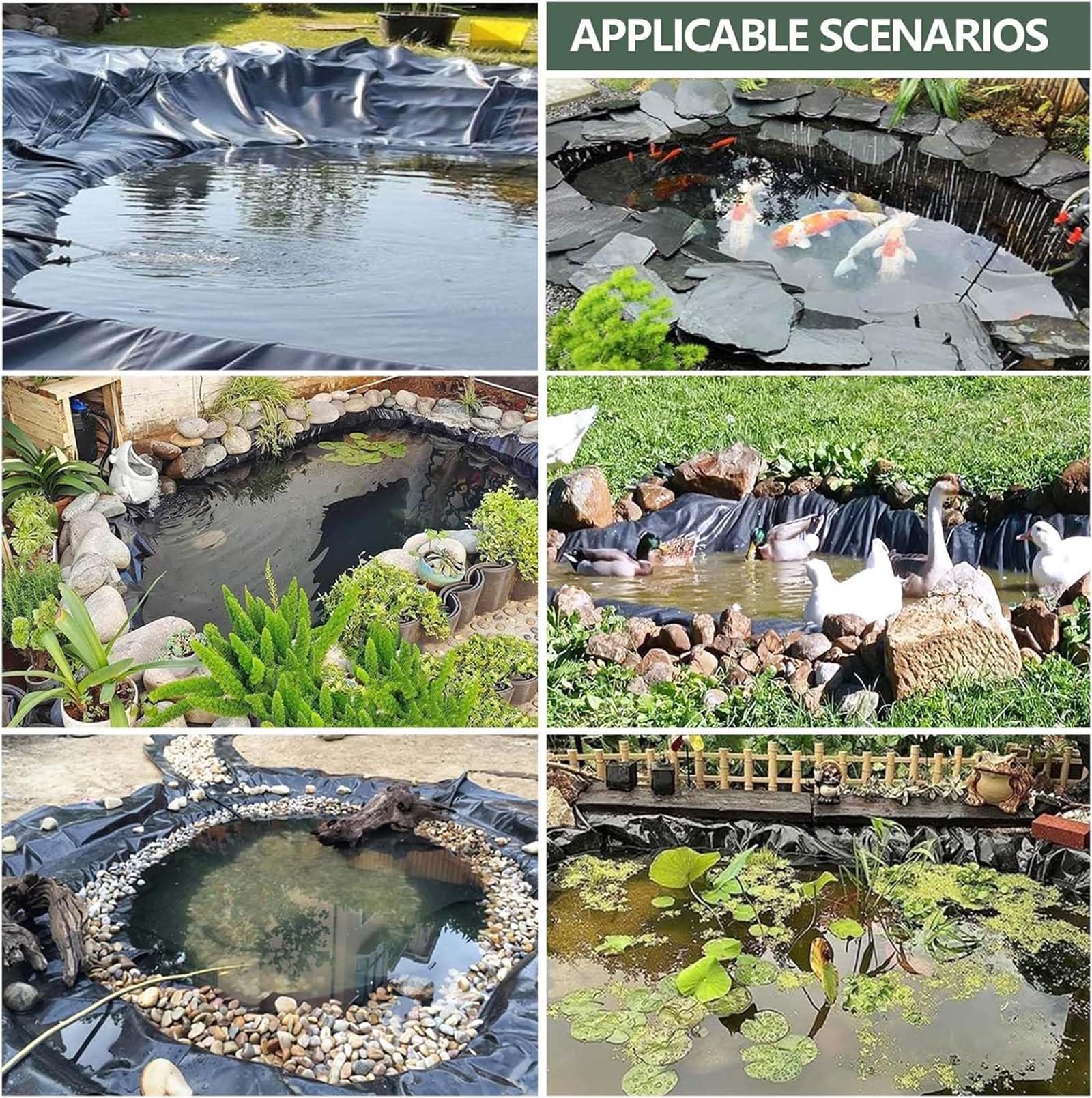 Rivestimento flessibile per laghetto, membrana impermeabile per laghetto, copertura durevole per laghetto dei pesci, rivestimento per cascata all'aperto, rivestimento resistente per piante acquatiche
