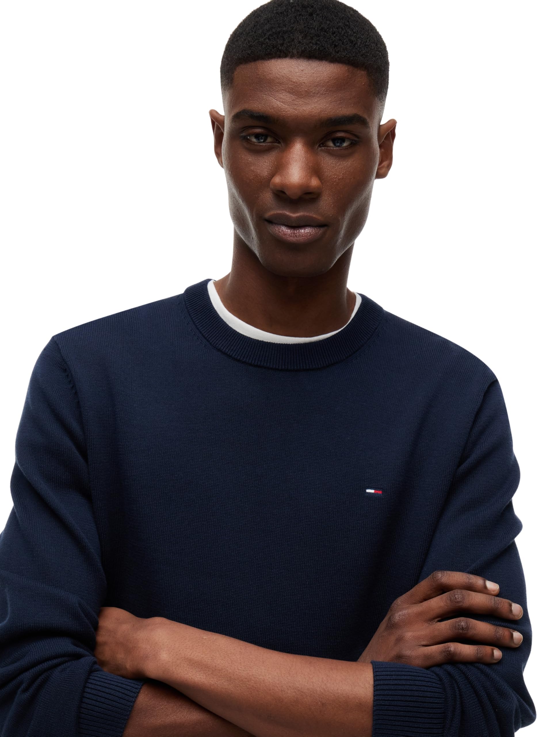 Tommy Jeans Męski sweter TJM Slim Ess Light Ext DM0DM22853 Sweter, niebieski (Dark Night Navy), L