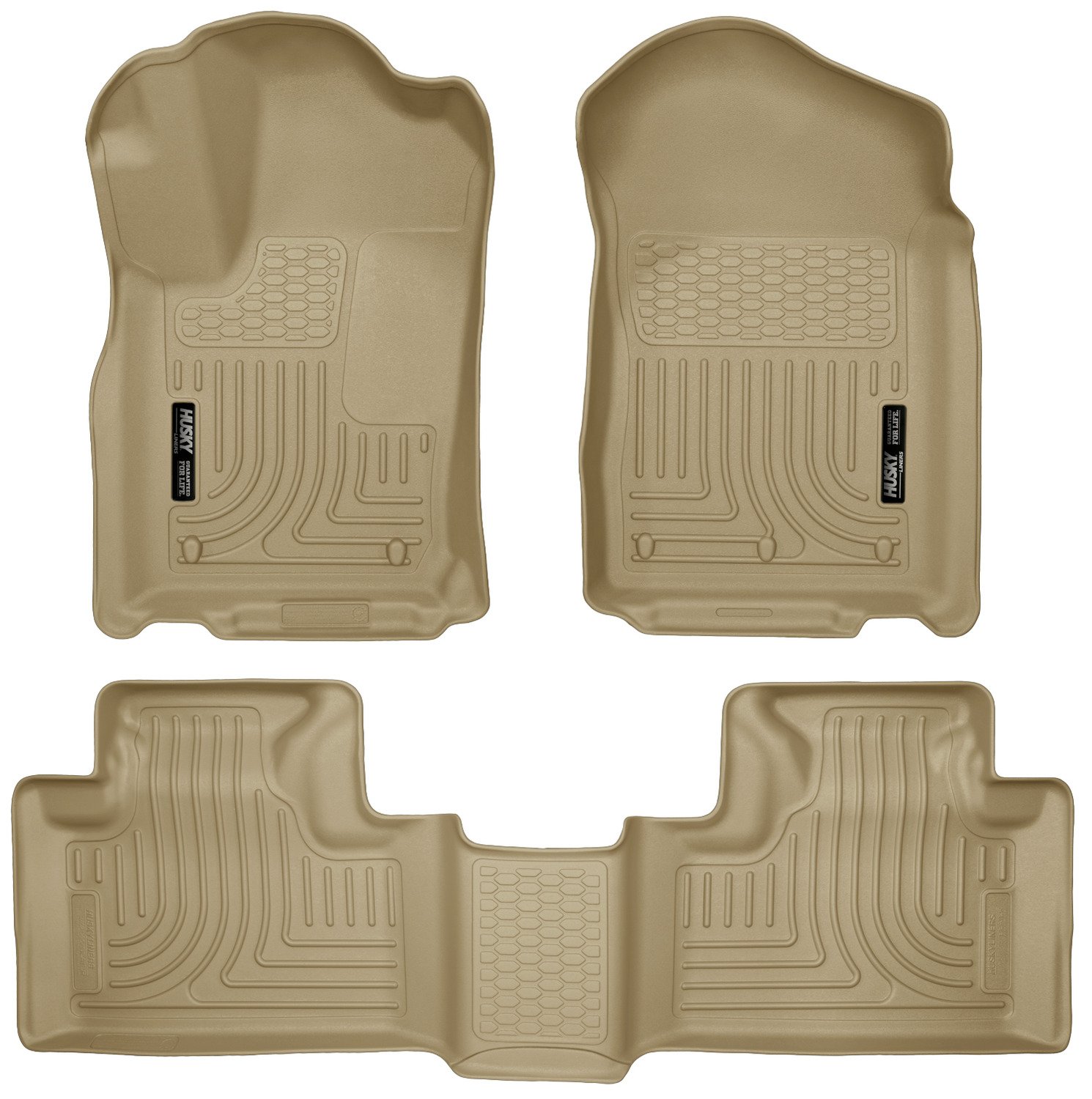 Husky Liners Weatherbeater Floor Mats Fits 2011-2015 Dodge Durango Jeep Grand Cherokee Front 2nd Row 3-pc Tan -