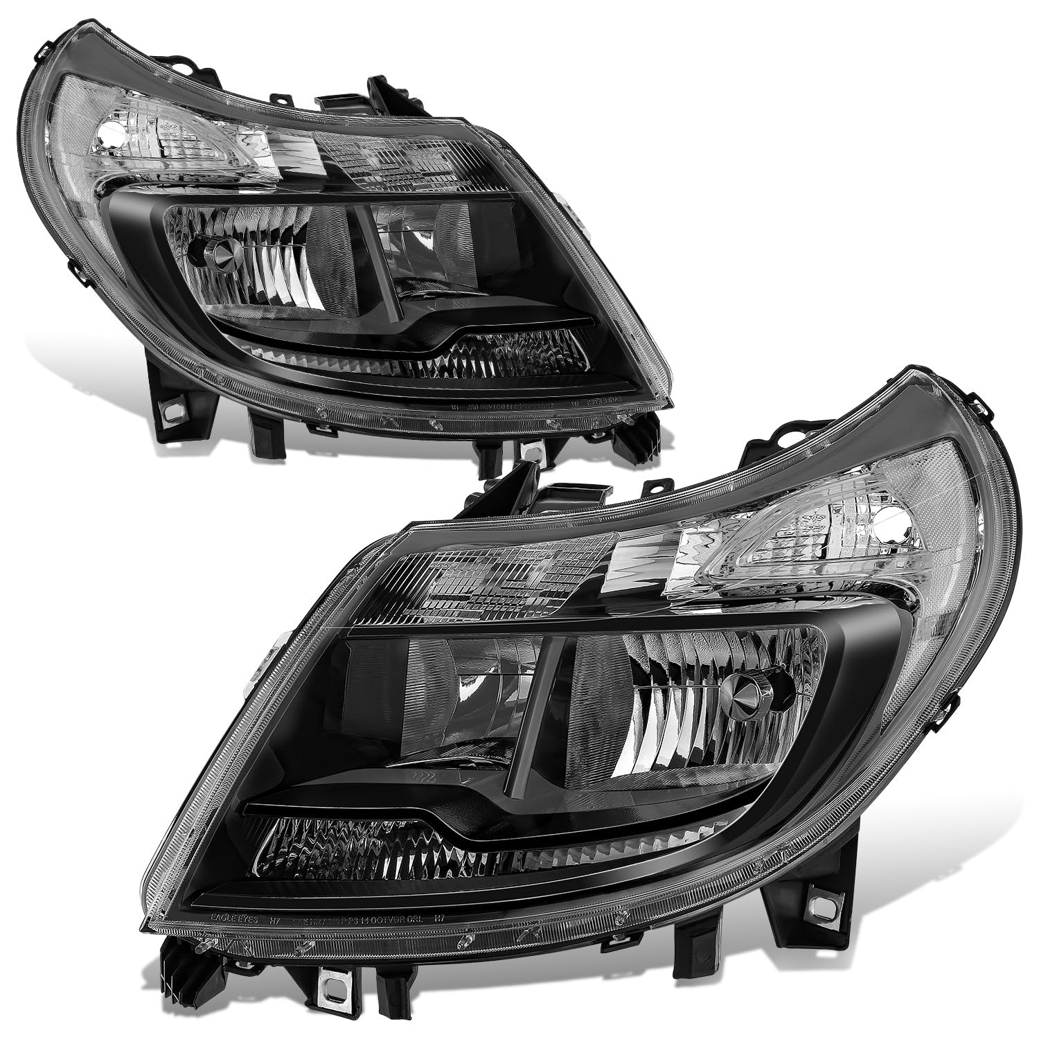 DNA MOTORING Front Left Headlight Assembly Compatible With Ram Promaster 1500/2500 / 3500 2014-2022, CH2502254, CH2503254, Black/Amber, HL-OH-RPOM15-