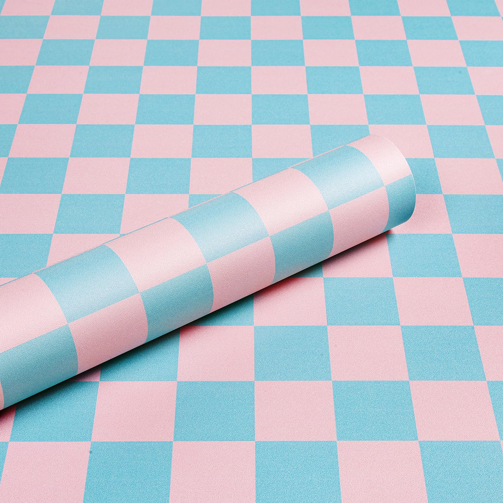 Papier peint à carreaux rose ReWallpaper sans colle - Solution anti-bulles repositionnable