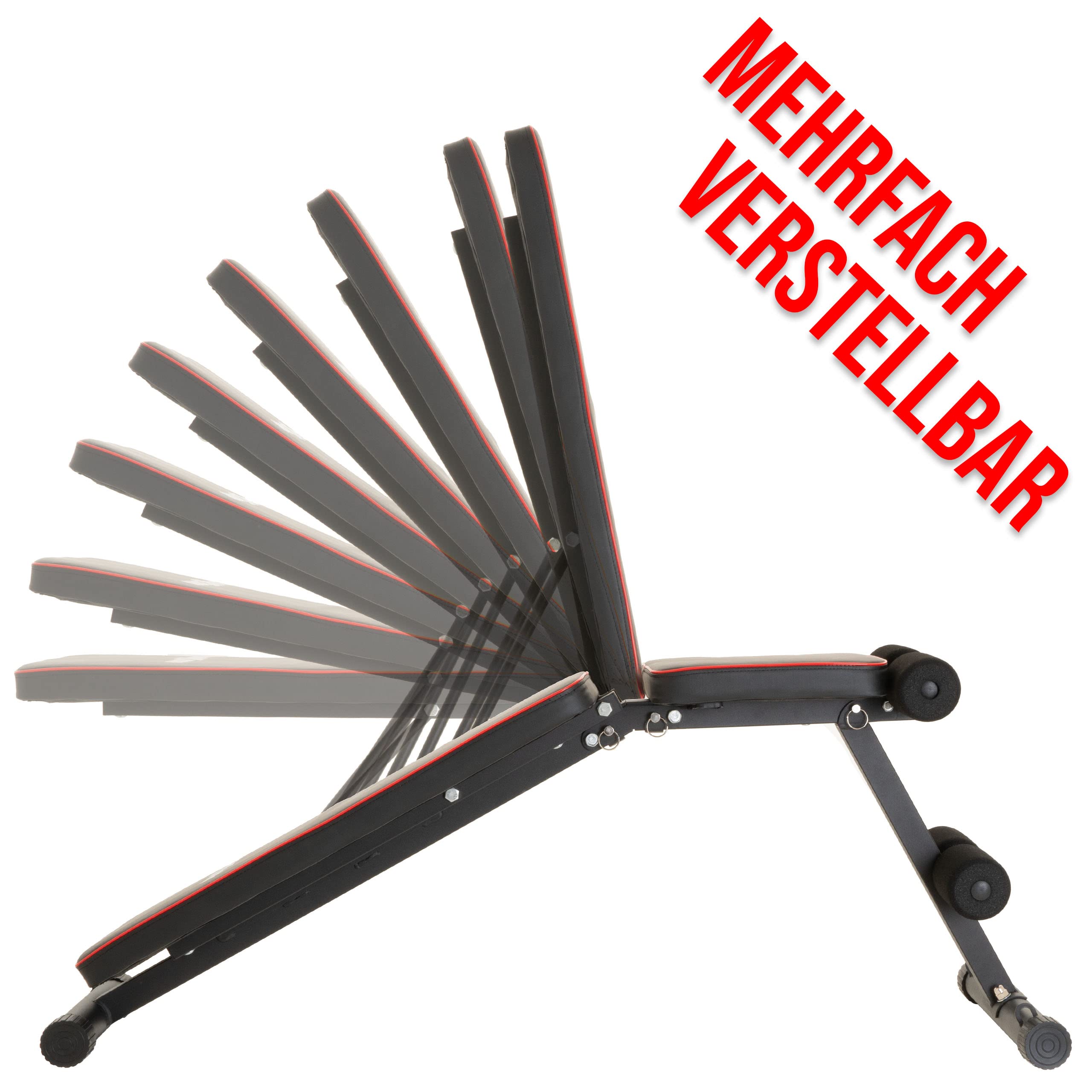 Fitnessbank Hantelbank klappbar Multifunktion Training Bauchtrainer Schrägbank mit 7-fach verstellbarer Rückenlehne, mit Expander Belastung 300kg, Sit Up