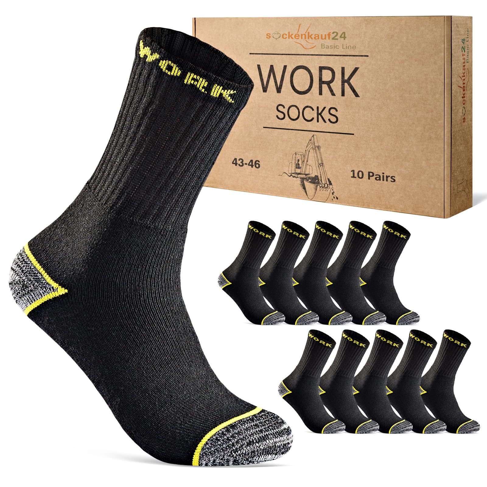 10 Pairs Men's Work Socks Cotton