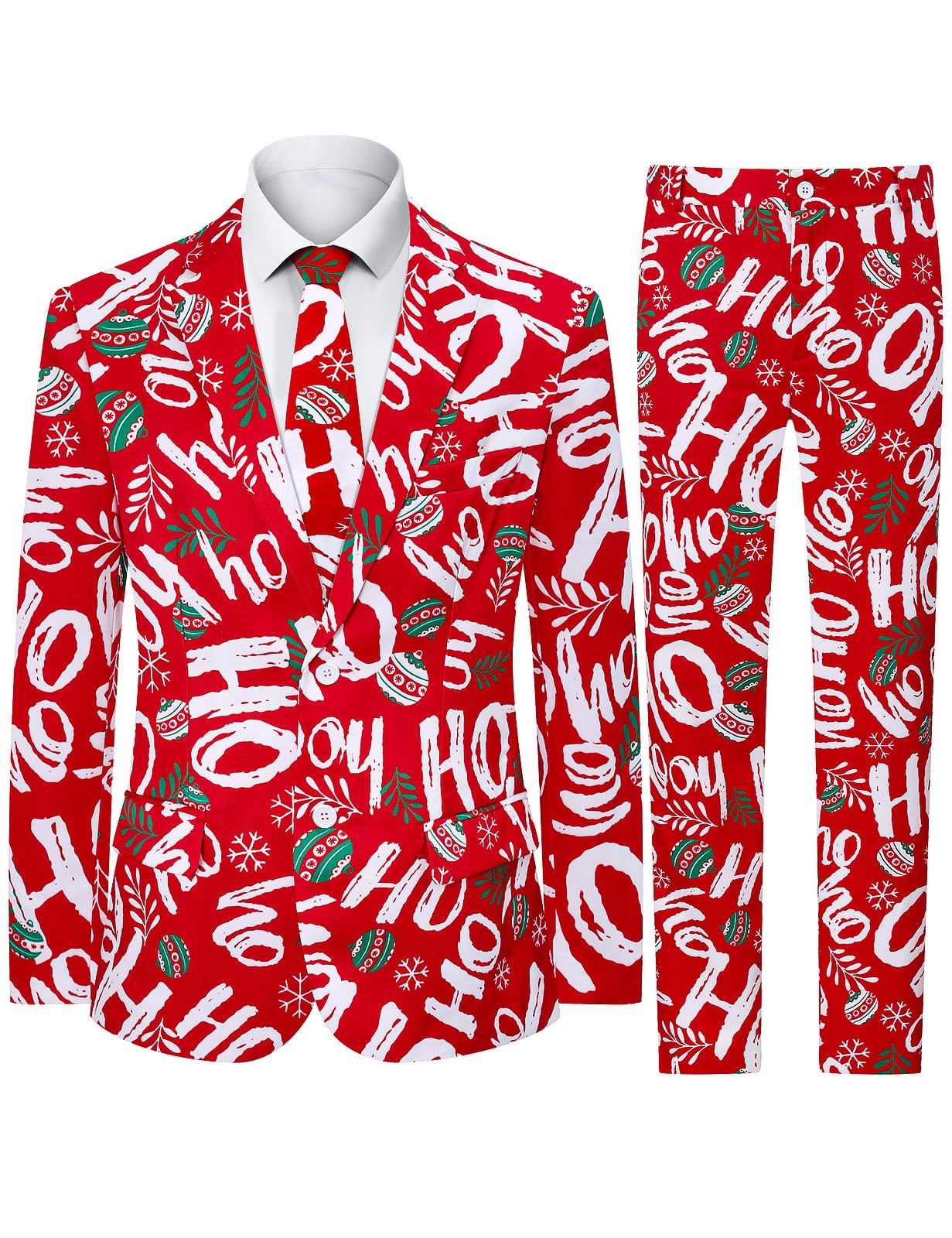 fashonal Men's Christmas Suits, Two Button Jacket Coats & Pants & Tie-picture-26