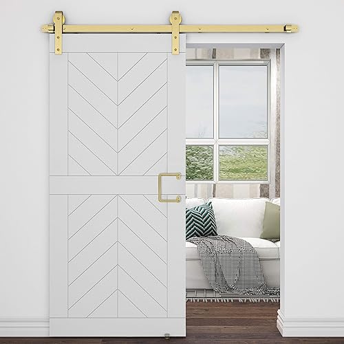 Miniatura 5 de National Hardware N700-105 Troy Tirador de la manija, herrajes interiores para puerta corrediza de granero, 8 pulgadas, oro cepillado