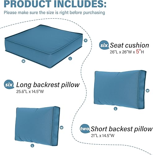 Miniatura 2 de Kimunuk Cojines de repuesto para muebles de exterior, se adapta a 6 asientos de ratán seccional, 14 piezas de cojines de repuesto resistentes al