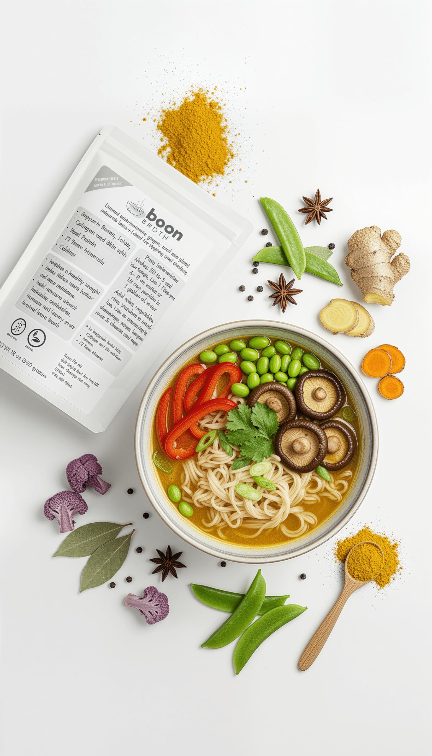 Boon Broth - Savory Plant-Based Soup Powder, High Calcium Broth with 72 Trace Minerals - Ideal for Sipping, Fasting, and The Bone Broth Diet - 30 servings