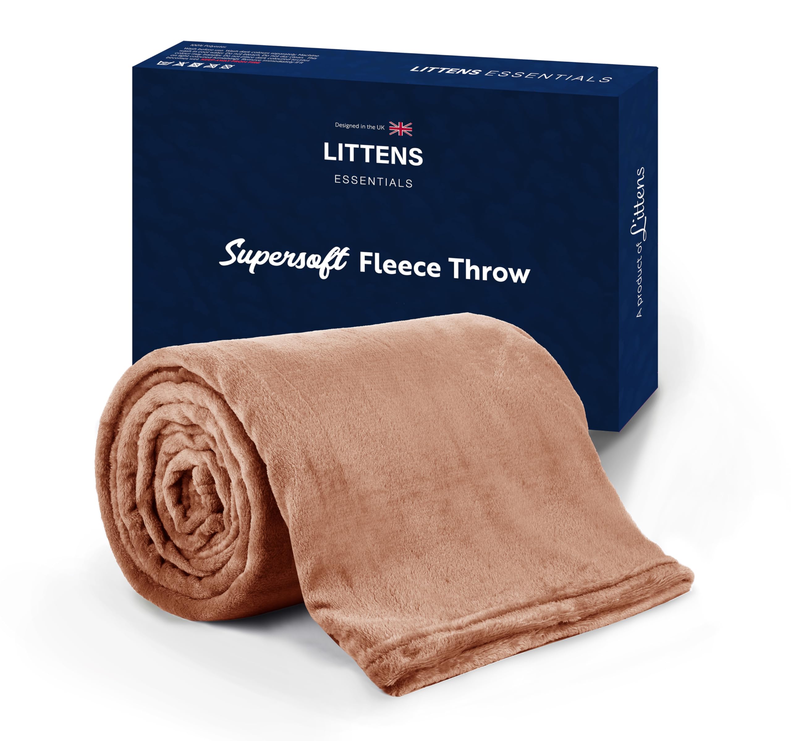 Littens Essentials Mocha Brown Double Bed Flannel Fleece Throw Blanket Soft Cosy Fluffy Warm Lightweight Thermal Winter 150cm x 180cm