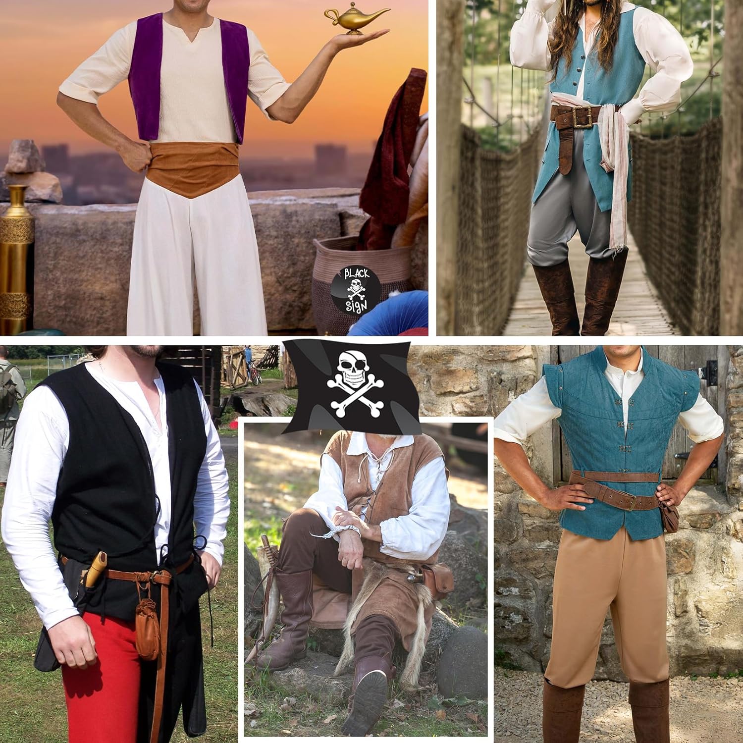 Century Star Pirate Vest Men - Renaissance Costume Men Medieval Viking Gothic Steampunk Sleeveless Halloween Costumes - Image 5