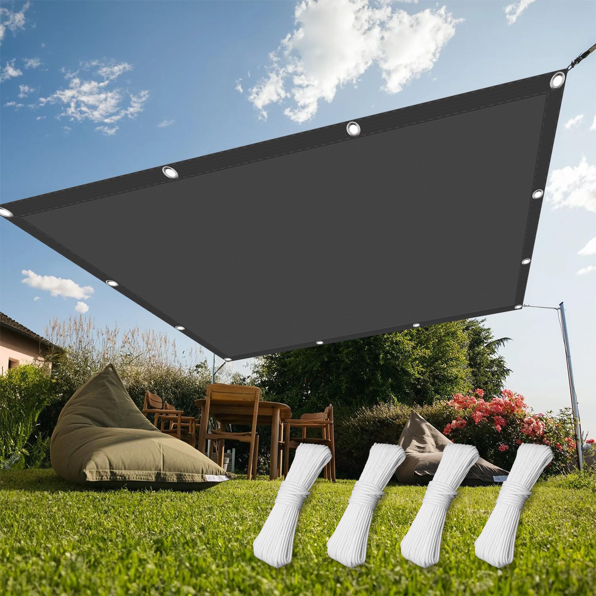 Toile D'Ombrage Rectangle 60 X 500 Cm Vert Foncé - Protection UV 95% Imperméable Avec Œillets