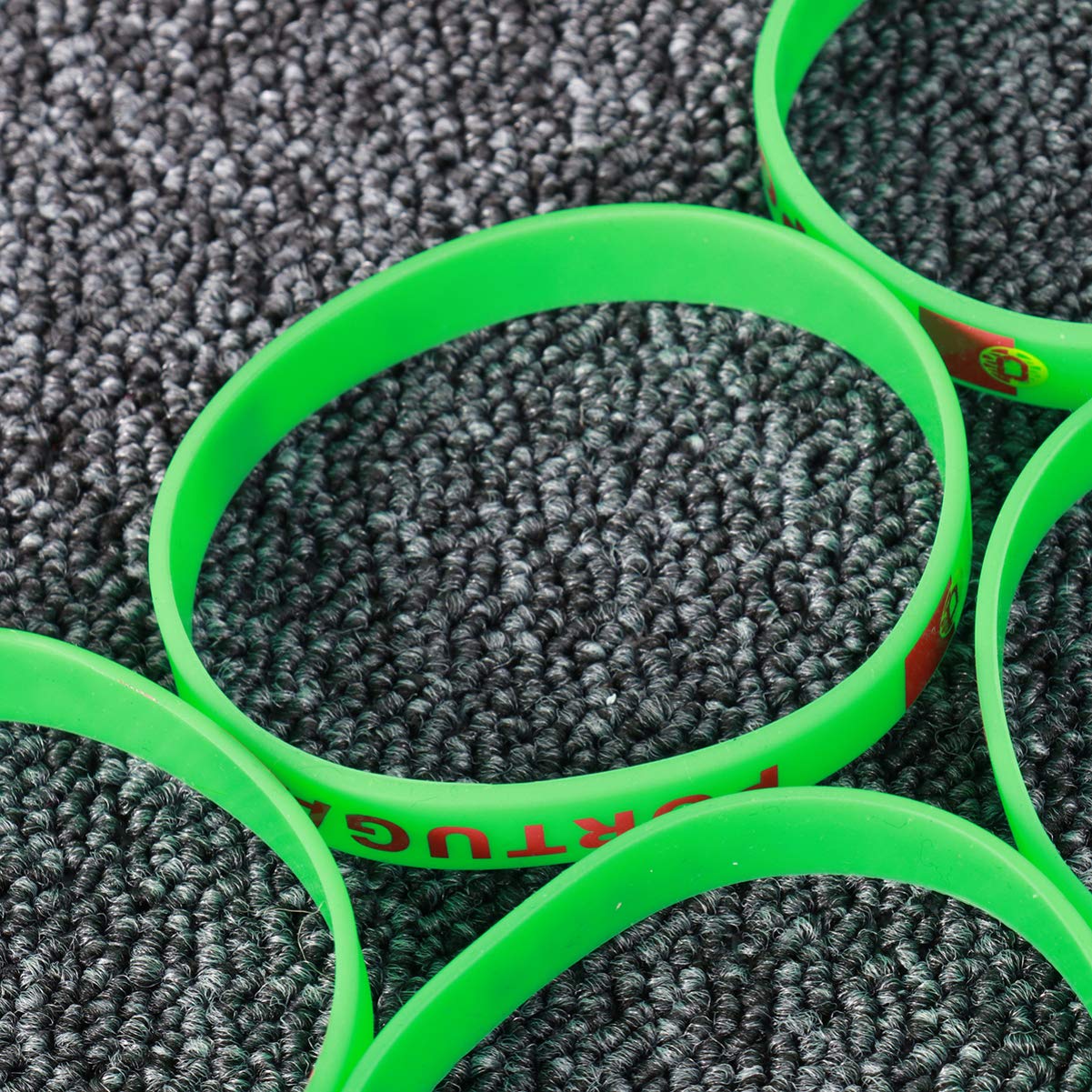 VOSAREA 5pièces Bracelet Imprimé Drapeau Portugal Silicone Décoratif pour Matchs de Football et Sports