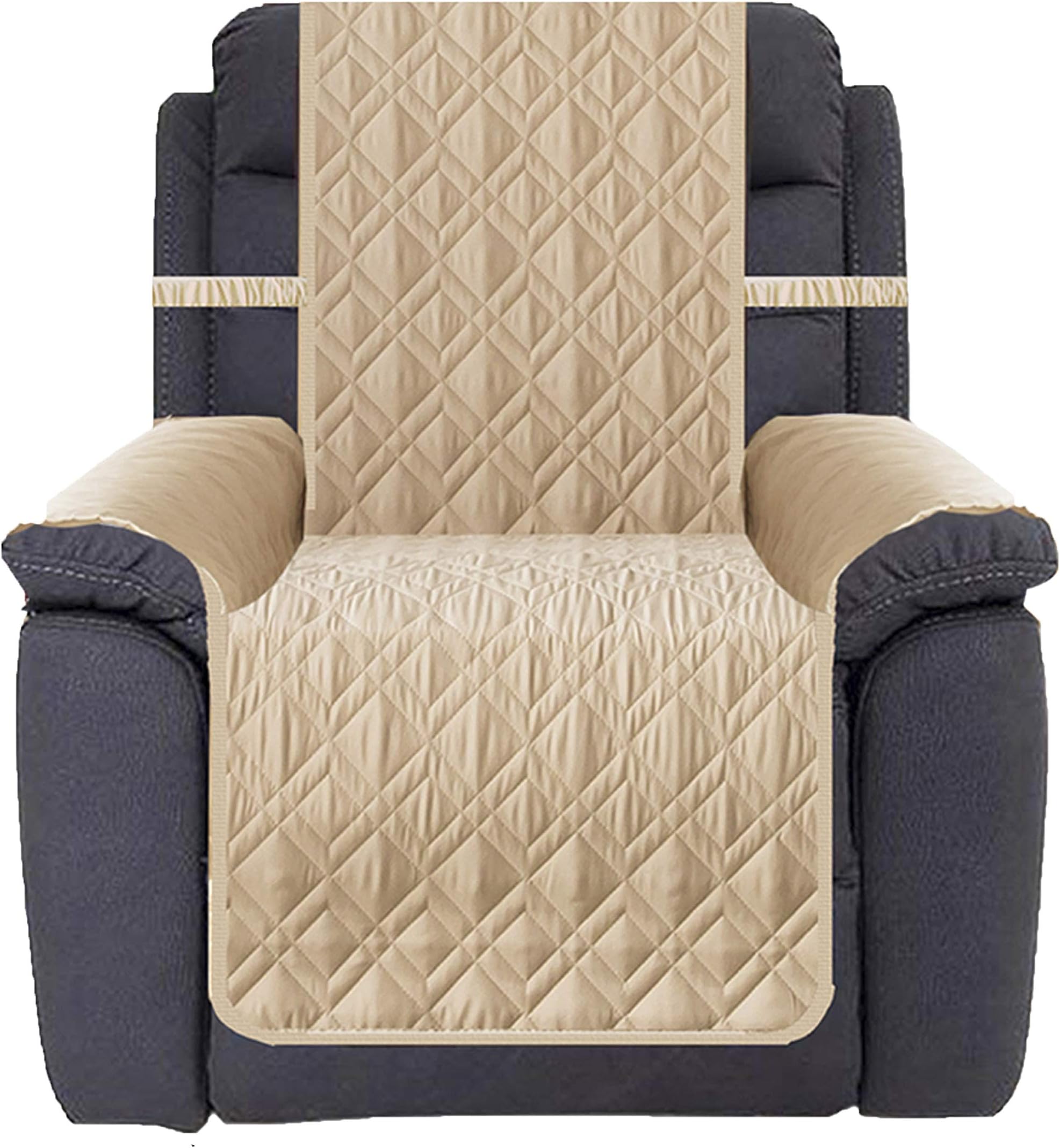 Waterproof Nonslip Recliner Cover Stay in Place, Dog Chair Cover Furniture Protector, Ideal Recliner Slipcovers for Pets and Kids (Beige, 23")