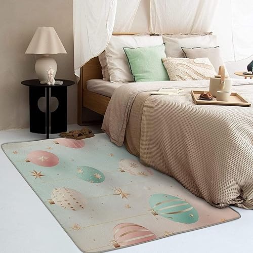 Miniatura 9 de Alfombra de Navidad y decoración del hogar, alfombra de 3 x 4 pies, alfombra de árbol de Navidad y copos de nieve para sala de estar y dormitorio,