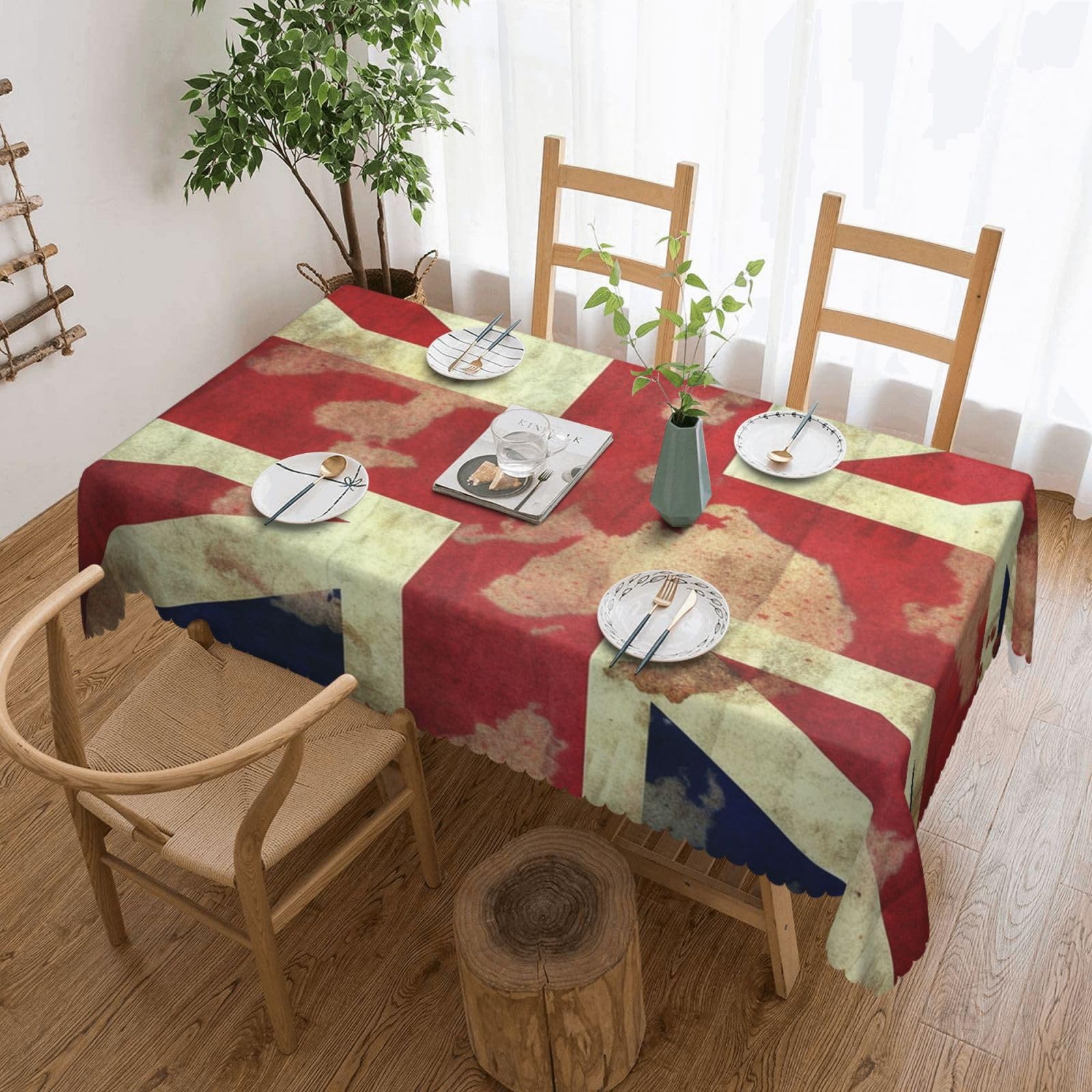 STVYUKL Vintage Union Jack British Flag Tablecloth Stain and Wrinkle Resistant Washable Table Cover Rectangular Kitchen Table Cloth for Dinning Room Kitchen Picnic Patio Party Decor 54x72 Inch
