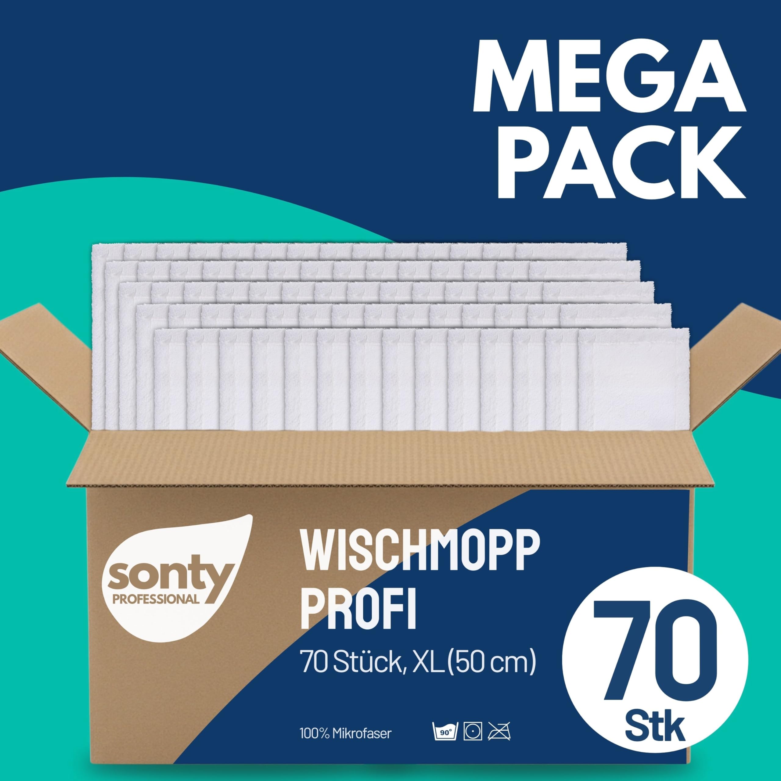 Sonty 70 Stück Mopp, Wischmop Professional, Microfaser 50cm weiß (70)