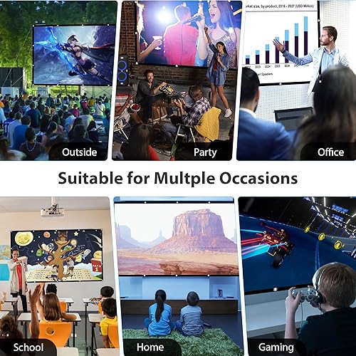 Miniatura 7 de Pantalla de proyector de 120 pulgadas, pantalla de película plegable antiarrugas, tela de poliéster HD 4K de 1.1 ganancia, proyección portátil de