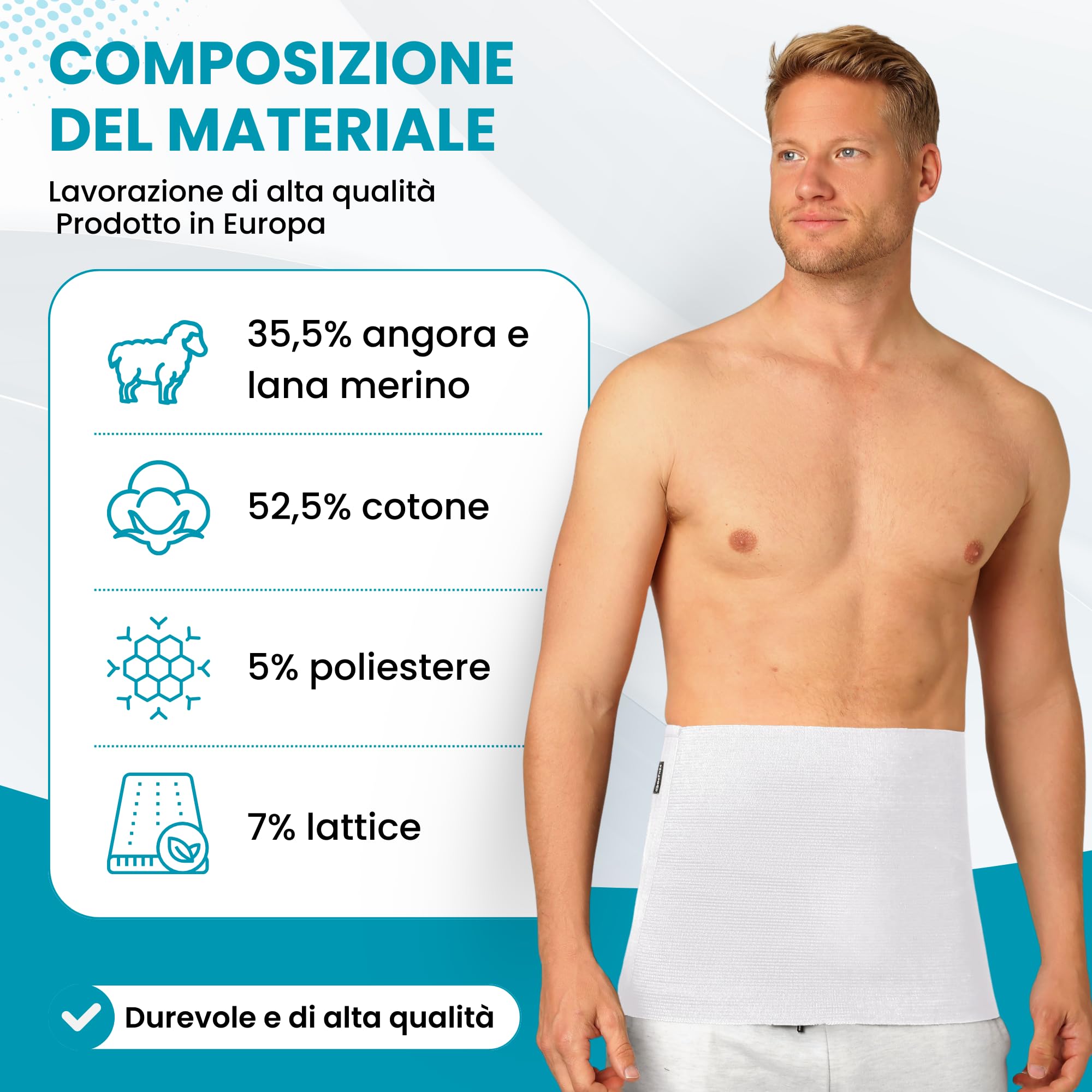 BeFit24 Pancera in Lana Angora per Uomo e Donna | Fascia Termica Lombare | Protezione Reni e Schiena | Scalda-Reni per Sollievo Dolore Lombare | Supporto traspirante Prodotto in Europa
