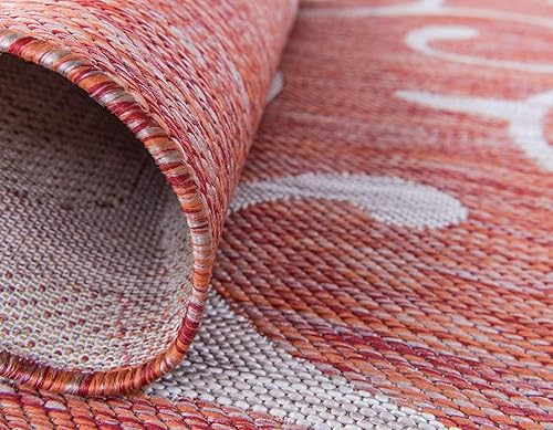 Miniatura 5 de Unique Loom Outdoor Botanical Collection - Alfombra rizada, 6 pies 1 pulgada x 9 pies, rectangular, rojo óxidomarfil