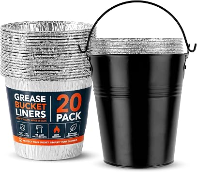 Grease Bucket for Pellet Grill with 20 Grease Bucket Liner fits Traeger Grease Bucket Liner - Replacement Traeger Drip Bucket for Pellet Grill Smoker Grease Bucket, Compatible with Pro Series 575/780