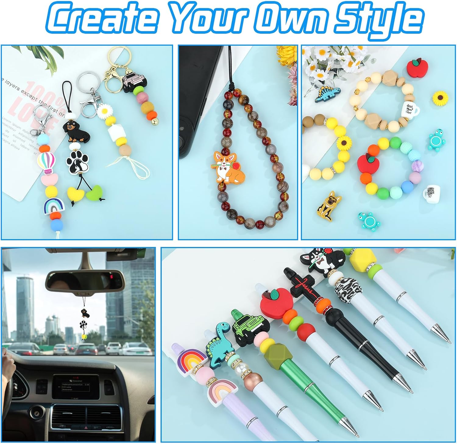 12Pcs Dog Silicone Beads for Keychain Making Unique Focals Cute Silicone Focal Beads for Pens Bracelets Necklace Earrings DIY Crafts - Image 7