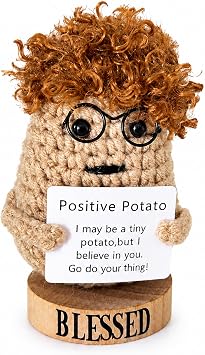 Positive Potato, Emotional Support Crochet Gift with Stand and Card