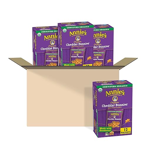 Annie's Organic Cheddar Bunnies - Galletas horneadas, 12 onzas (paquete de 4)