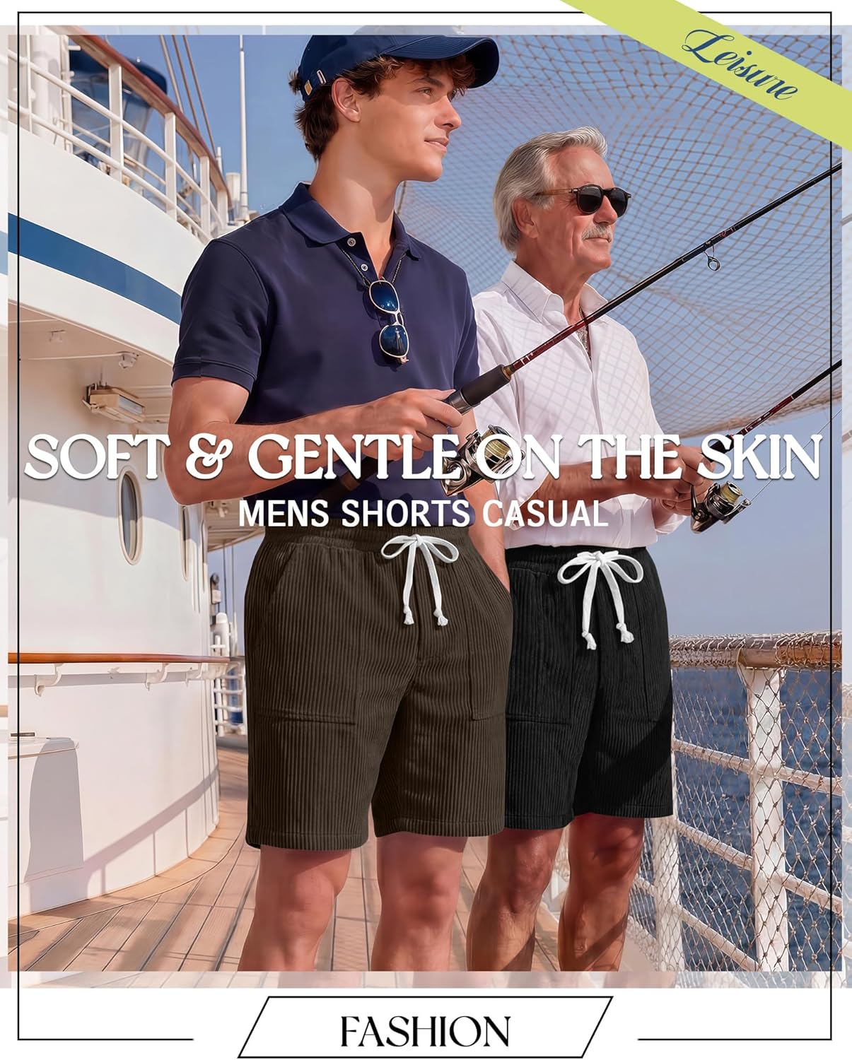 3 Pack Men's Shorts 7 Inch Corduroy Baggy Sweatshorts Casual Loose Elastic Drawstring Pocket Lightweight Shorts - Image 2