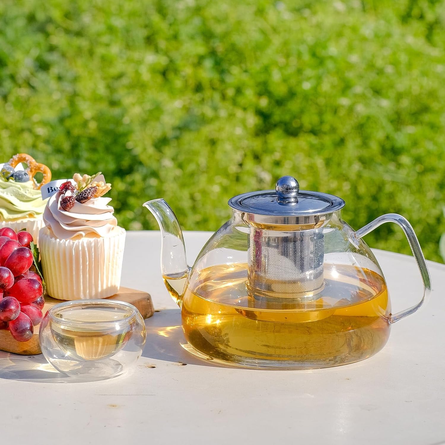 1200ml/40 oz Glass Teapot with 4 Double Wall Teacups and Removable Stainless Steel Infuser, Tea Sets for Adults, Clear Tea Kettle Stovetop Safe for Loose Leaf and Blooming Tea,Gifts for Christmas - Image 8