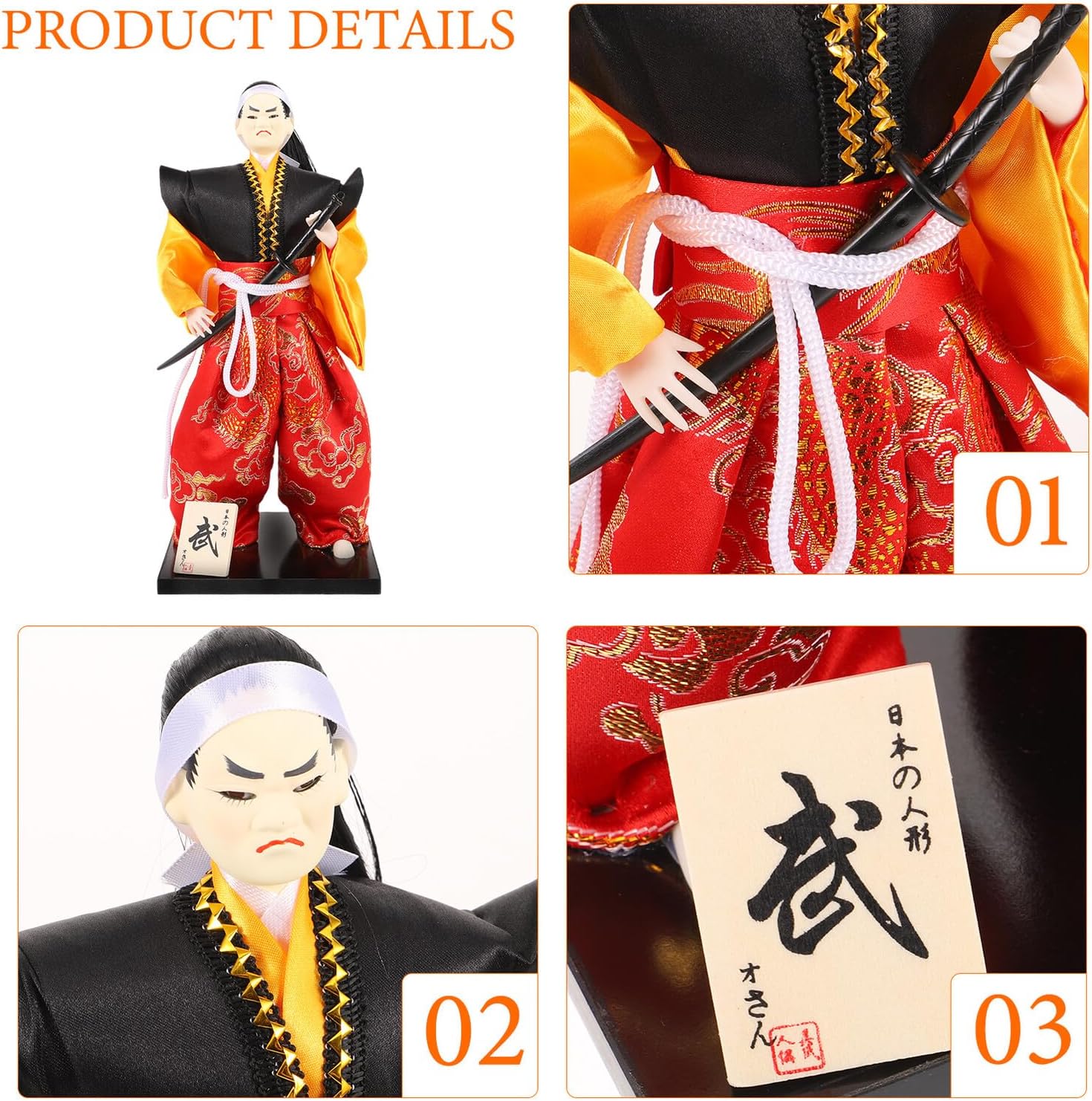 PRETYZOOM Japanese Samurai Doll Figurine Traditional Samurai Collectible Ornament Japanese Style Desktop Decoration for Home and Office Housewarming