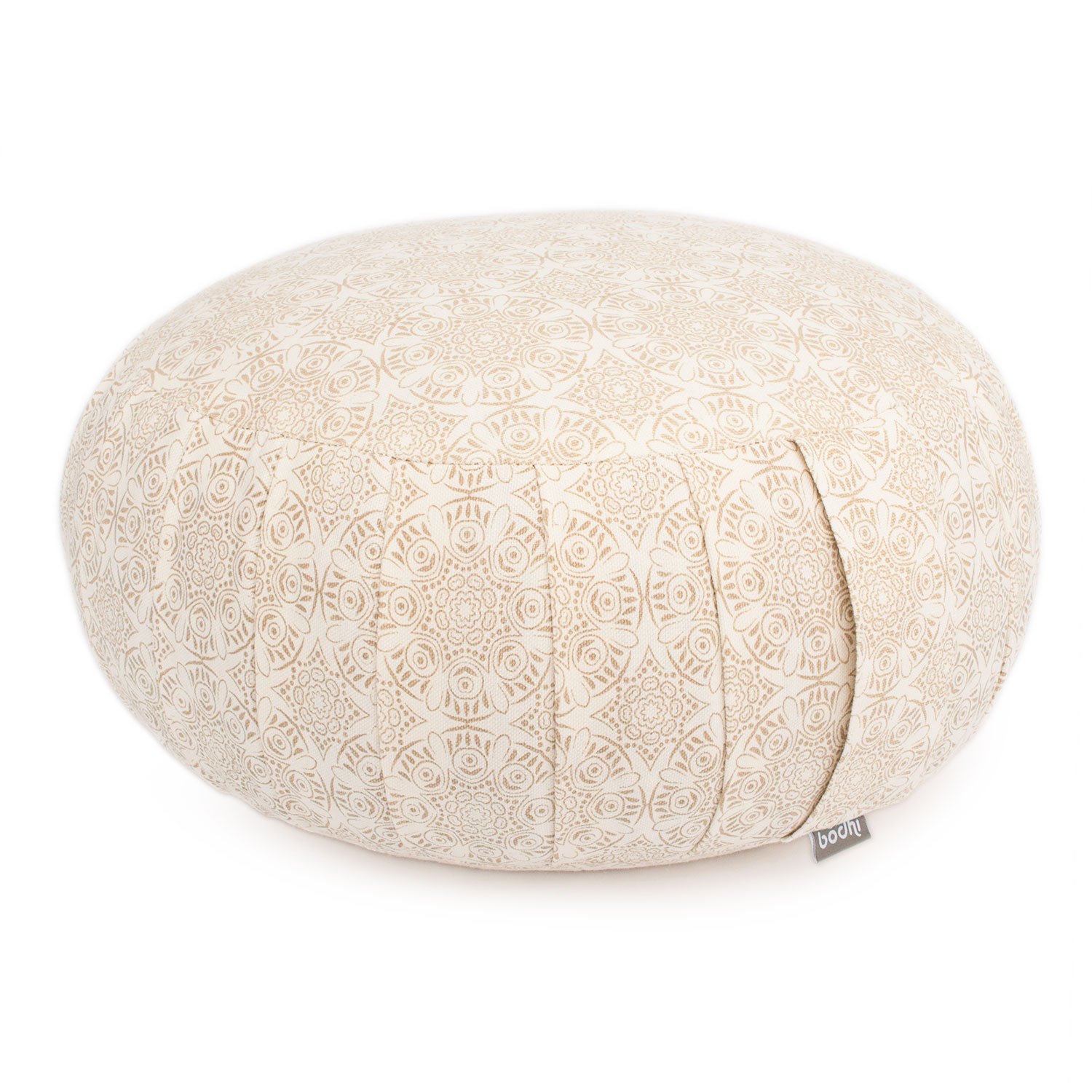 Cuscino per meditazione Zafu "Maharaja Collection" coperta in cotone (corpo) non sfoderabile, imbottitura di farro, 28 x 17 cm, cuscino con pieghe per meditazione seduta.