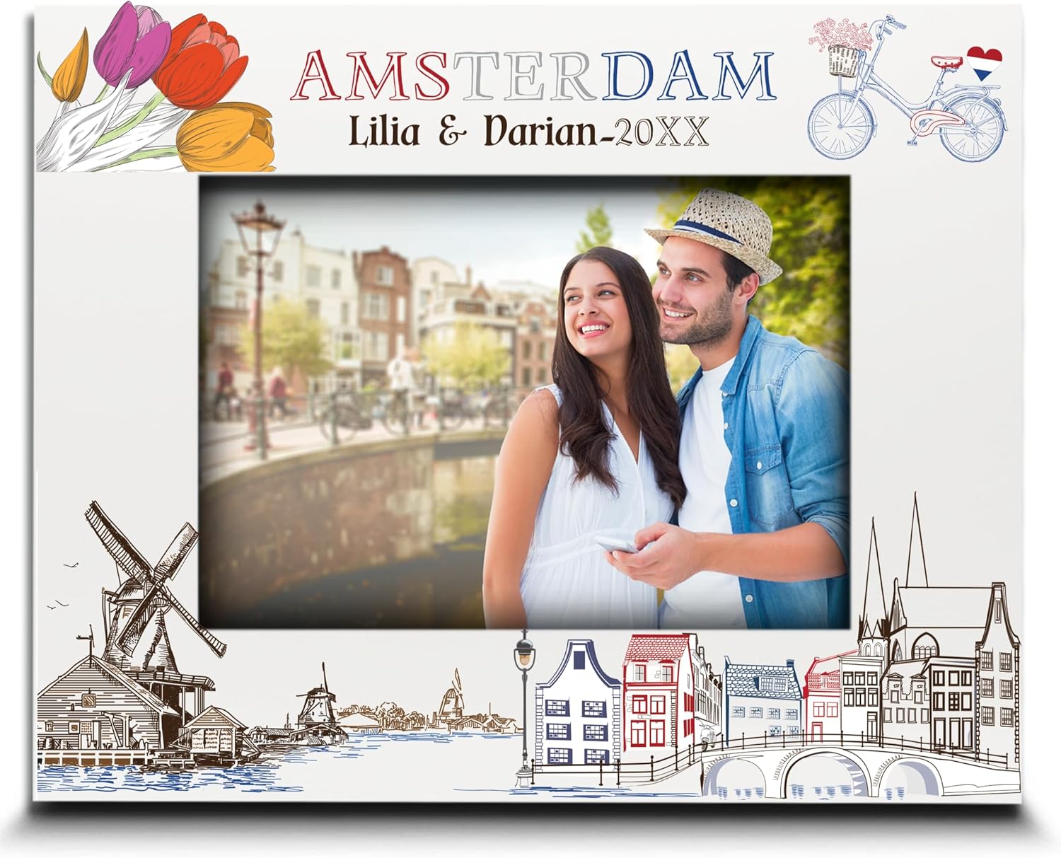 BELLA BUSTA-Personalized Europe Travel Picture Frame– Custom Spain Photo Frame with City & Country-Honeymoon, Vacation, Adventure, Favor Keepsake (Spain (Horizontal))