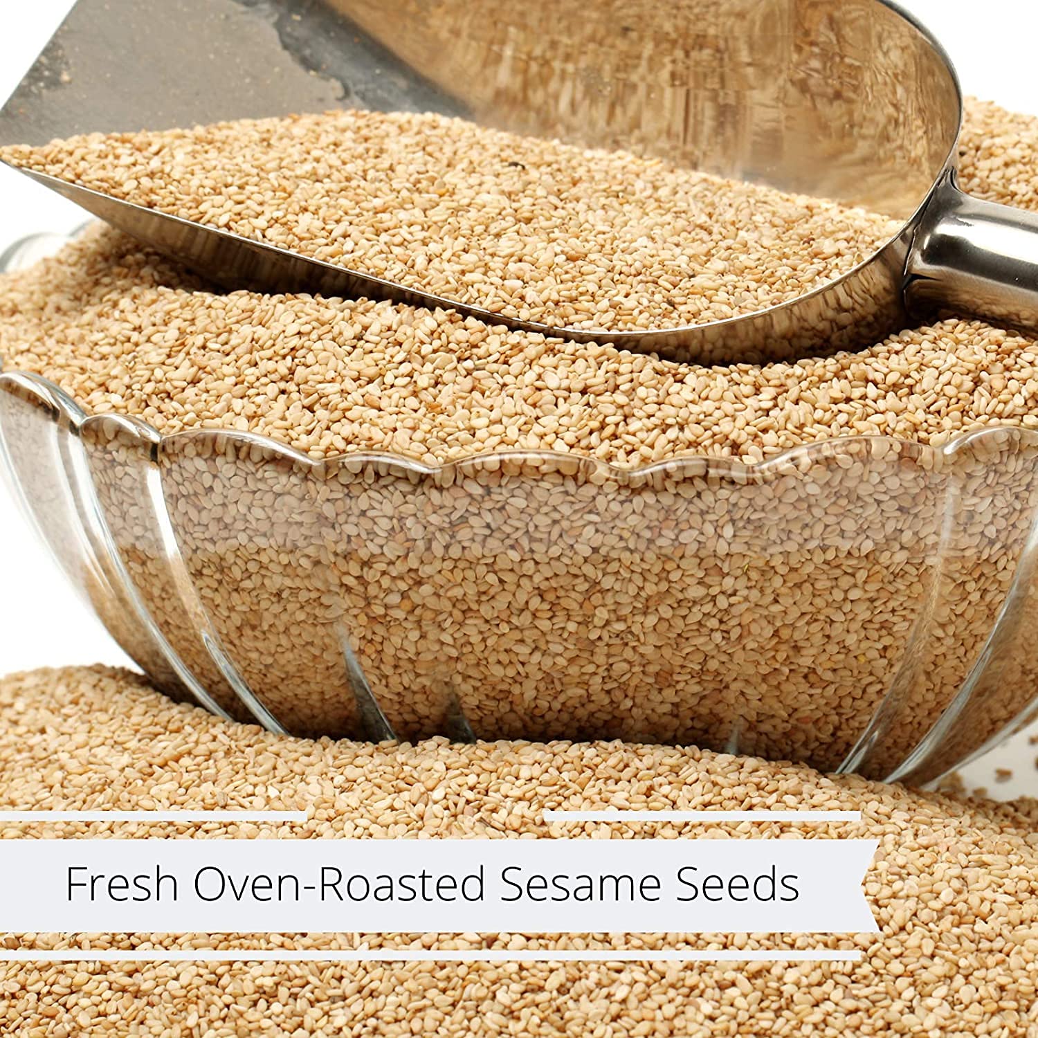 Gourmet Toasted Whole Sesame Seeds by It's Delish – 1 LB Bulk Bag – Natural Gluten-Free Fresh Oven Roasted White Sesame – Restaurant Bulk Size Great for Oriental Noodles, Cooking, Baking, & Coating,