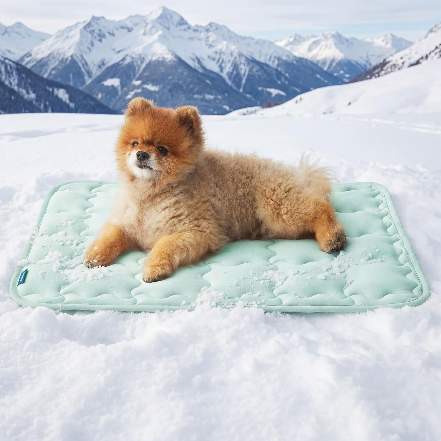 Bedsure Cooling Mat for Small Dog, Q-Max>0.5 Thin Breathable Cold Crate Pad for Puppy and Cat, Portable Washable Kennel Bed for Active Pet with Chill Soothing Fabric to Rapid Cooling, 24x18, Green