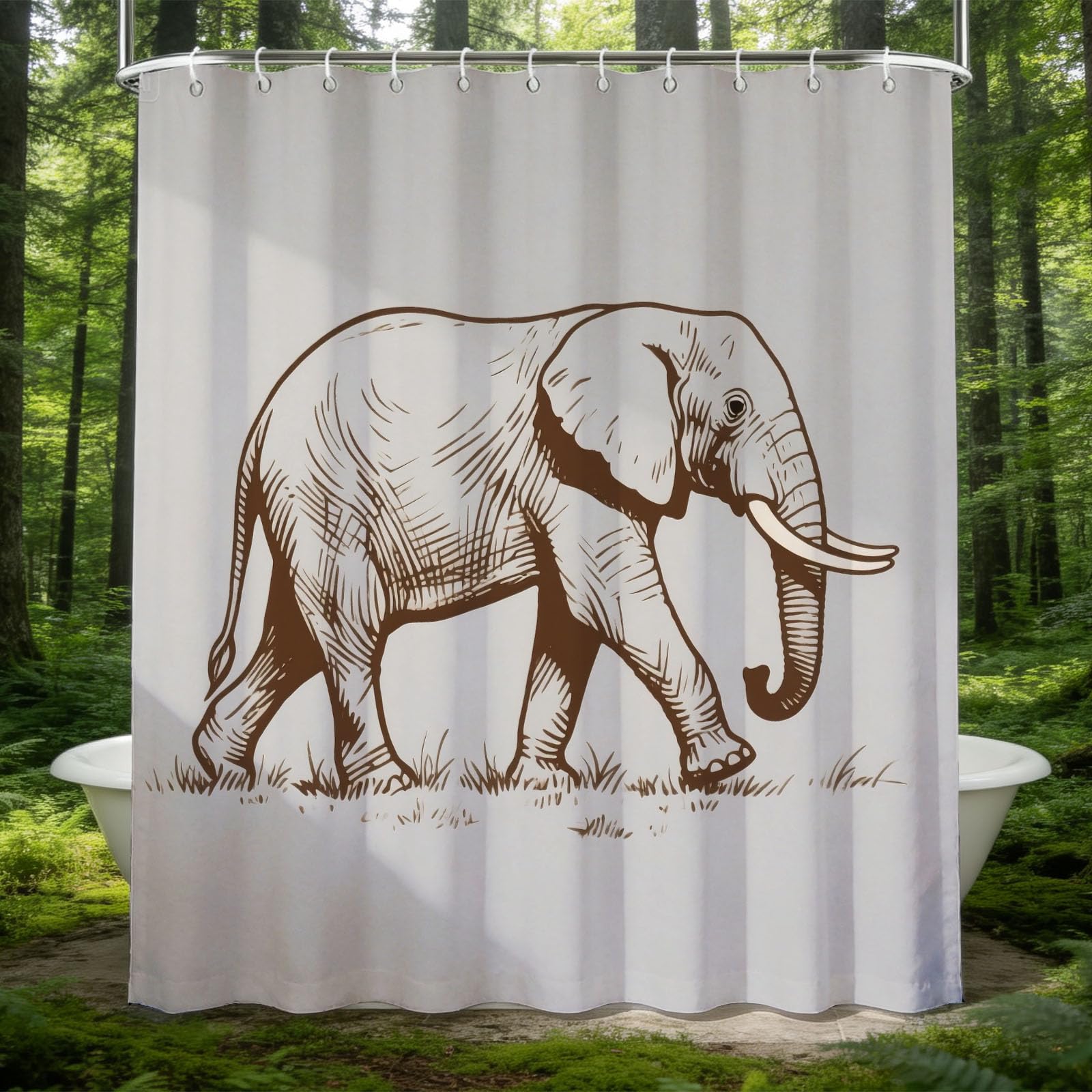 Hongduo 3D Elephant Shower Curtain for Stalls Bathtubs Cartoon Bathroom Decor Shower Curtain Set Polyester Fabric Waterproof 180x200cm/71X79 Inch with Hooks